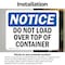 Signmission Do Not Load Over Top Of Container, 14 in W x Rectangle, Vinyl Decal OS-2PACK-NS-D-1014-L-15463 - alternate 6